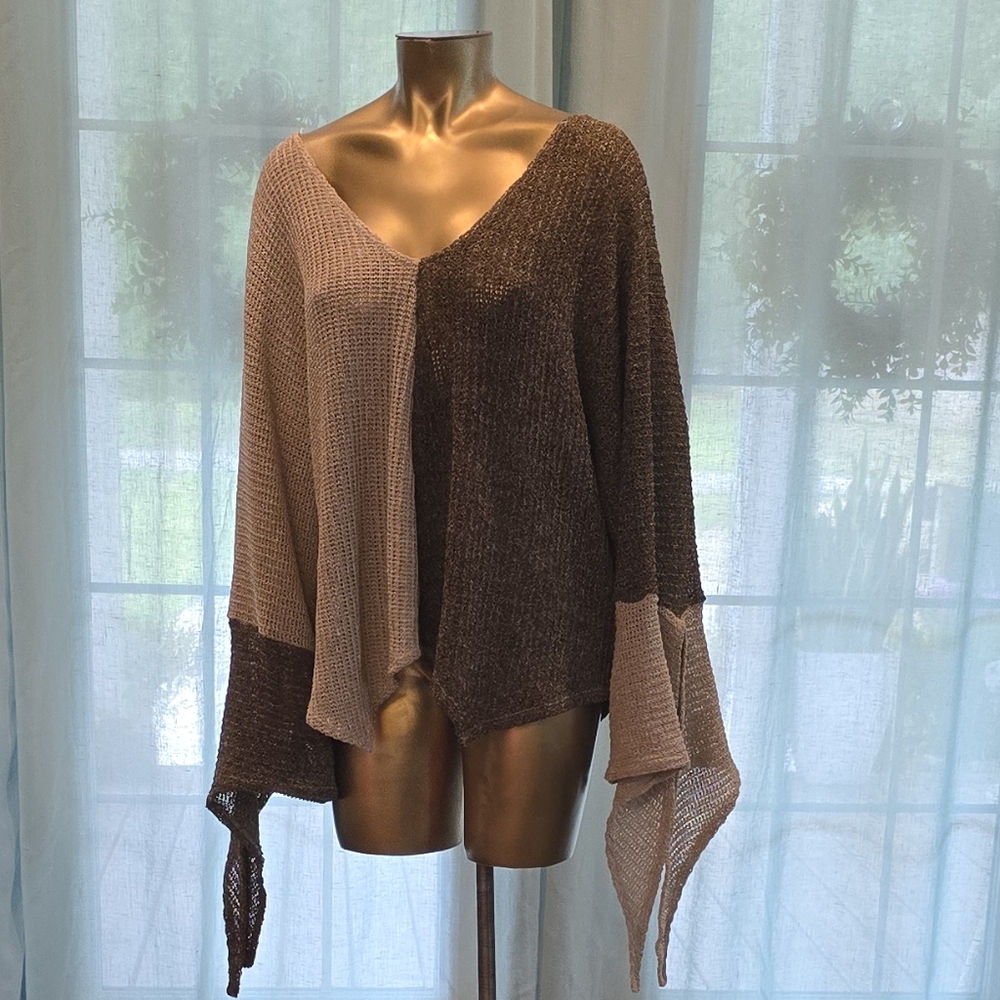 Two-Tone V-Neck Sweater